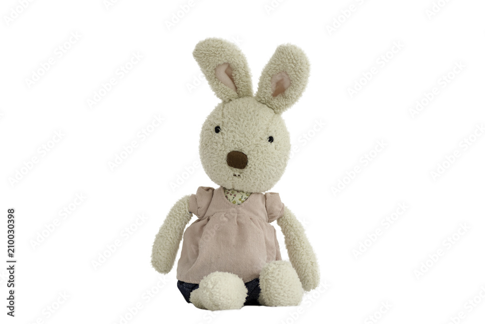 Rabbit Doll Sitting, isolated on white background. Rabbit Doll Sitting, isolated on white background.