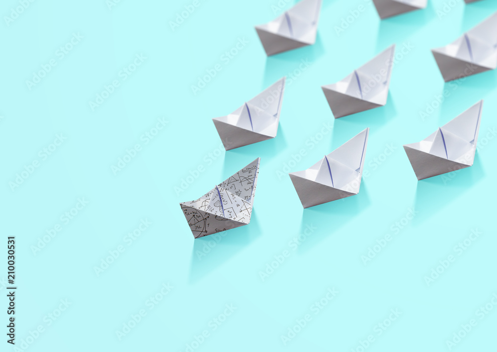 paper boat ship, different leadership concept paper boat ship, different leadership concept