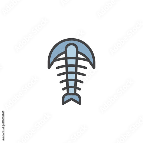 Arthropod fossil filled outline icon, line vector sign, linear colorful pictogram isolated on white. Trilobite paleozoic era symbol, logo illustration. Pixel perfect vector graphics