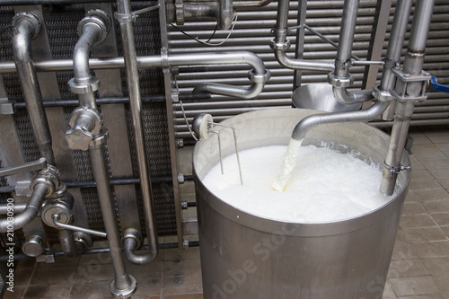 Process Of Filling The Milk Storage Tank  In Modern Dairy