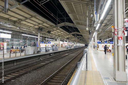 Kyoto  Japan-April 10 2017  Platform scene of Kyoto station  Kyoto  Japan.