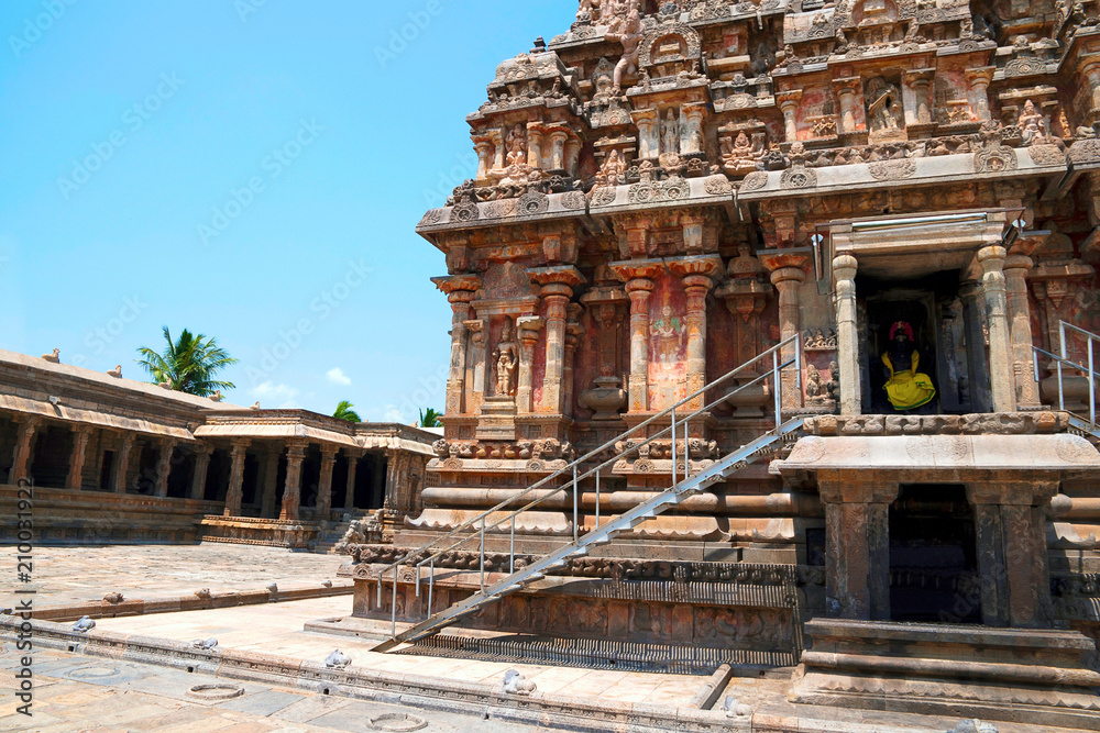 View of the north west corner, Airavatesvara Temple, Darasuram, Tamil Nadu