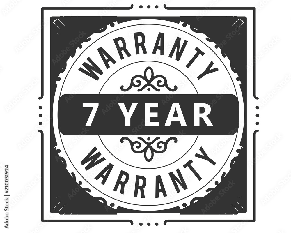 7 years warranty icon vintage rubber stamp guarantee