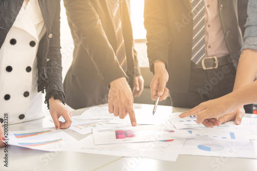 Businessman and woman are brainstorming on to creative new business idea as teamwork concept.