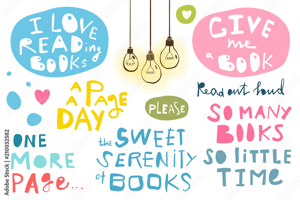 Obraz premium Literature hobby handwriting signs set for design. Vector illustration.