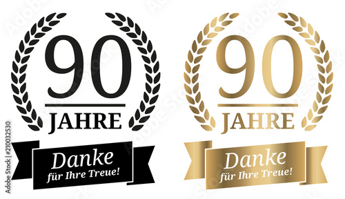 Signet 90 Jahre Gold und Schwarzweiß