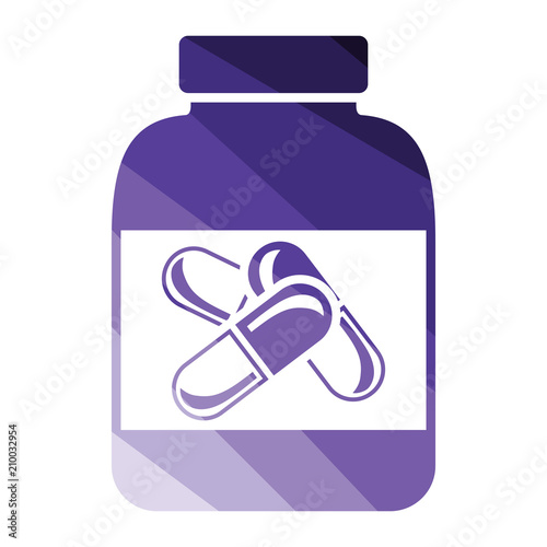 Fitness pills in container icon