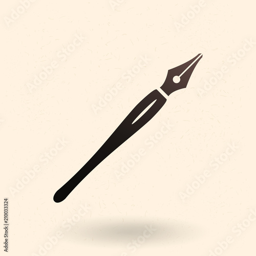 Vector Black Silhouette Icon - Calligraphic Pen