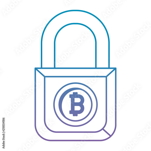 padlock with bitcoin commerce vector illustration design