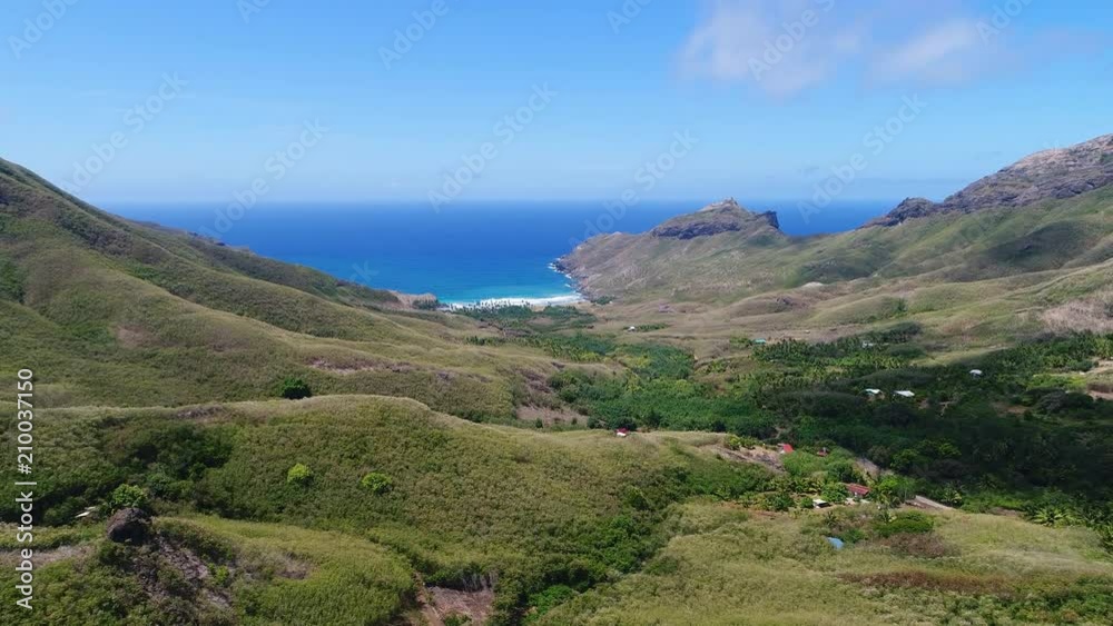 Aerial panoramic view of coast on Ua Pou island - South Pacific Ocean, Marquesas Islands, landscape panorama of French Polynesia from above
Aerial panoramic view of coast on Ua Pou island - South Pacific Ocean, Marquesas Islands, landscape panorama of French Polynesia from above