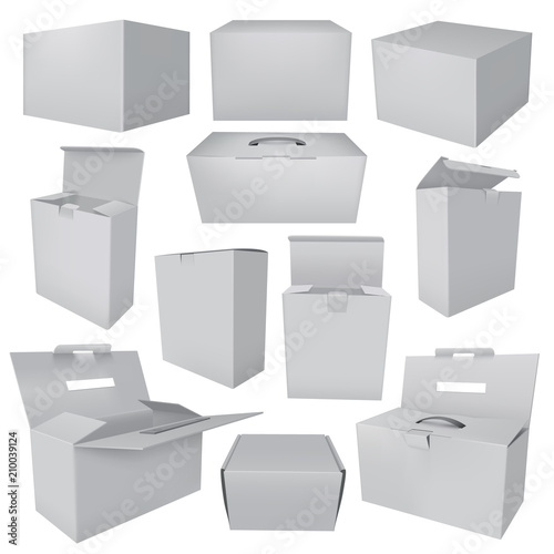 Collection of blank boxes