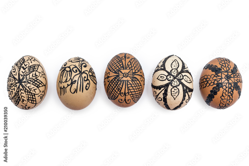 Raw Easter eggs prepared for colouring on white background Raw Easter eggs prepared for colouring on white background