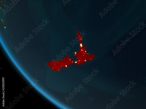 New Zealand at night from orbit