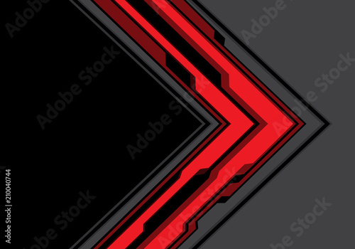 Abstract red gray arrow cyber with black blank space design modern technology futuristic background vector illustration.