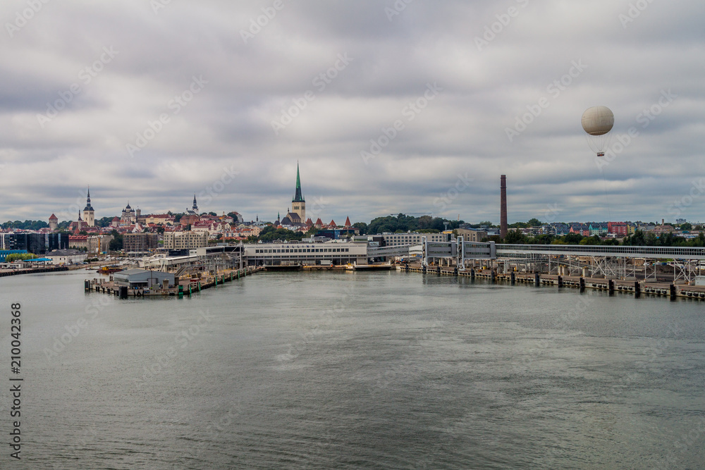 Ferry harbor and a skyline of Tallinn, Estonia Ferry harbor and a skyline of Tallinn, Estonia