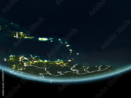Caribbean on Earth from space at night