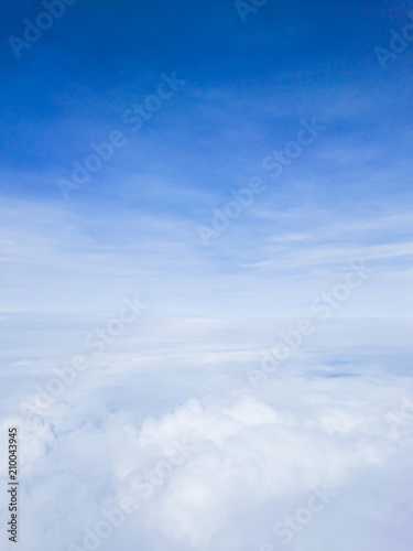 Sunny sky and cloud, view on airplane window