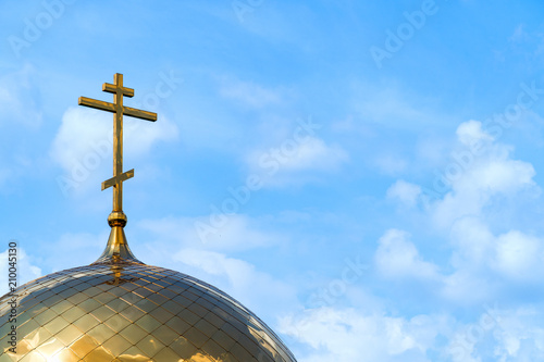 Canvas Print Orthodox cross on dome of church