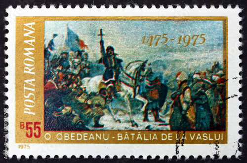 Postage stamp Romania 1975 Vaslui Battle, by Oscar Obedeanu photo