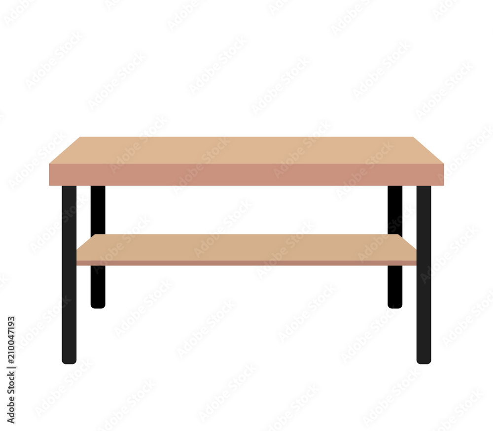 Wooden modern table. flat vector illustration isolated on white background Wooden modern table. flat vector illustration isolated on white background