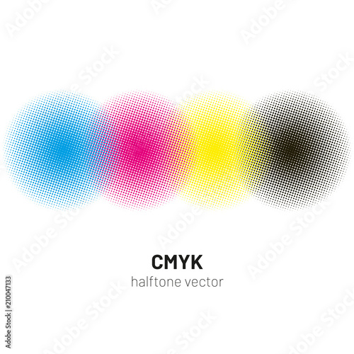 CMYK halftone rounds background vector