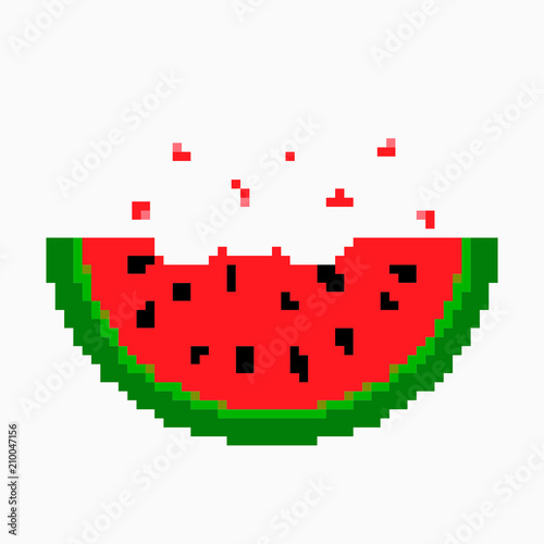 Watermelon in pixel modern style. flat vector illustration isolated on white background