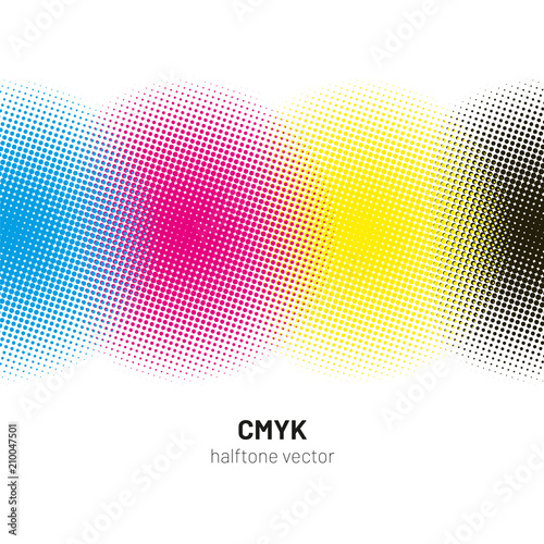 CMYK halftone rounds background vector