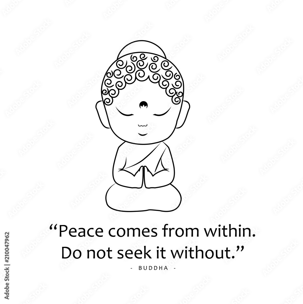 Little Buddha with motivational quote. Stock Vector | Adobe Stock