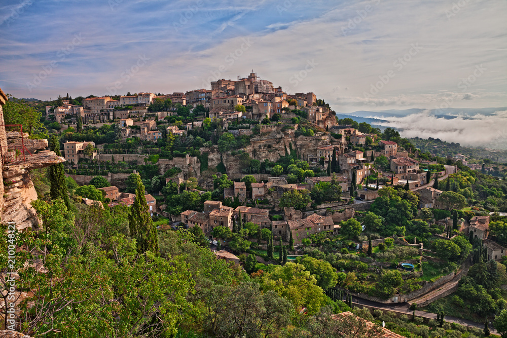 Gordes, Vaucluse, Provence, France: landscape of the medieval village on the hill