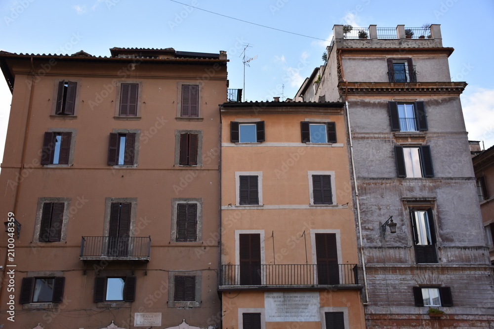 Rome, view of historic buildings in the Piazza of Pantheon.
