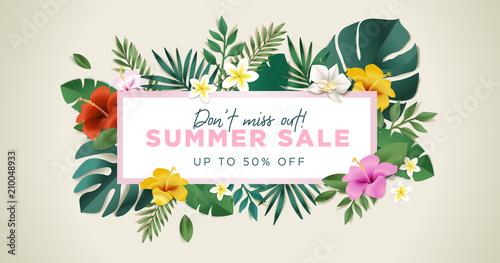 Summer sale vector illustration for mobile and social media banner, poster, shopping ads, marketing material © PureSolution