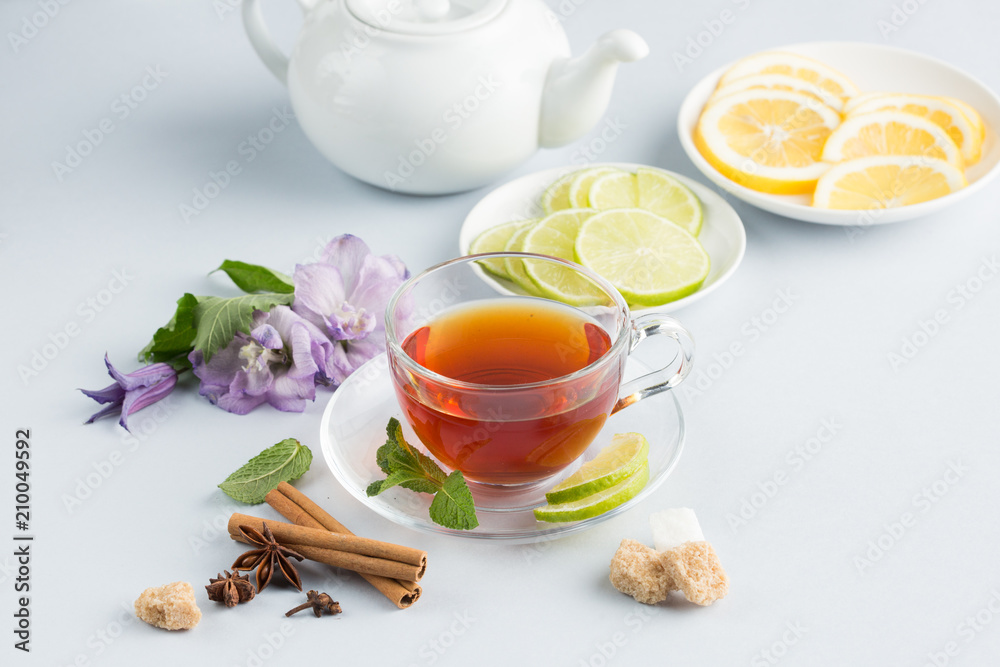 Composition of tea with spice and fruits Composition of tea with spice and fruits
