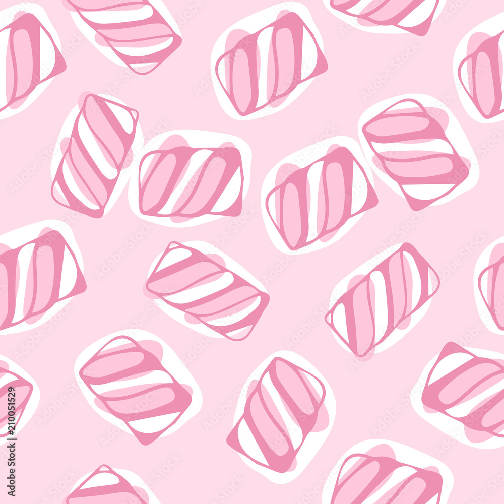 Hand draw marshmallow twists seamless pattern vector illustration ...