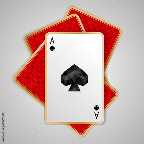 one spades ace in four playing cards. Red back side design