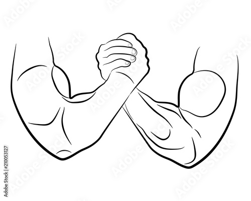 arm wrestling hands vector illustration