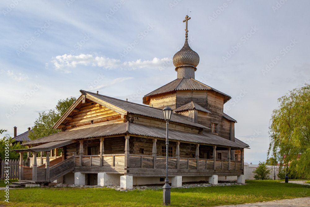 Ancient Russian wooden church of the Orthodox Church. A wooden temple on the island of Sviyazhsk which stands on the great Volga river. Ancient Russian wooden church of the Orthodox Church. A wooden temple on the island of Sviyazhsk which stands on the great Volga river.