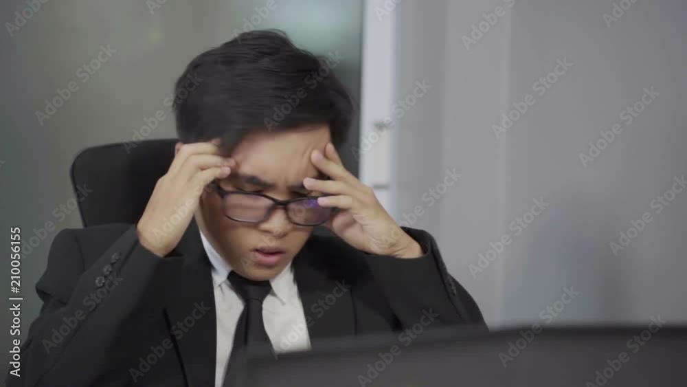 slow-motion of young business man working problem using laptop slow-motion of young business man working problem using laptop