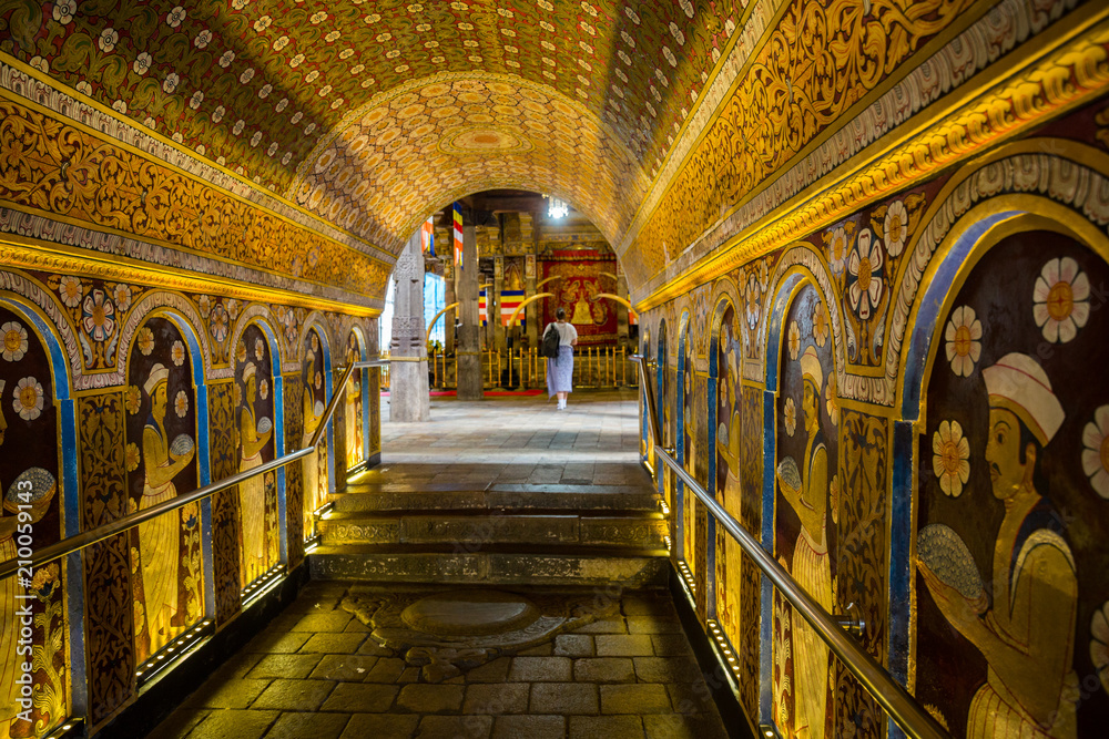 KANDY, SRI LANKA-APRIL 3: Buddha tooth temple April 3, 2018 in Kandy, Sri Lanka. Temple of a tooth of the Buddha KANDY, SRI LANKA-APRIL 3: Buddha tooth temple April 3, 2018 in Kandy, Sri Lanka. Temple of a tooth of the Buddha