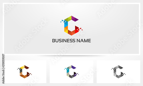 Letter C Triangle Pixel Colorful Eroded