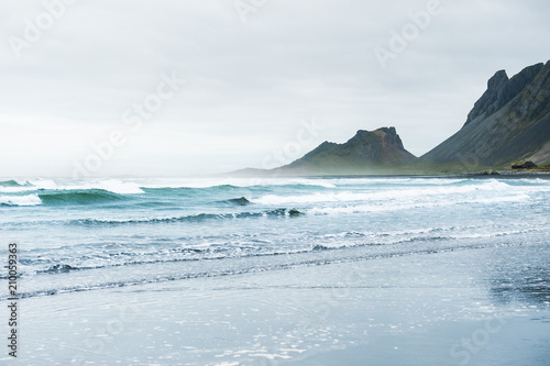 Waves on the coast of Atlantic ocean, southern Iceland