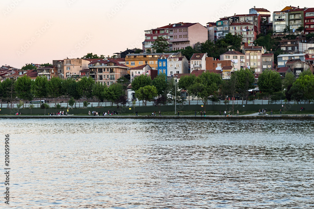 quay in Fatih district in Istanbul city in evening quay in Fatih district in Istanbul city in evening
