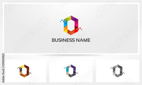 Letter O Triangle Pixel Colorful Eroded