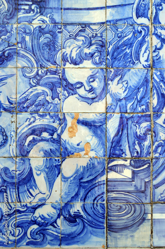 Capela das Almas church in Porto, Portugal. Portuguese blue and white tiles