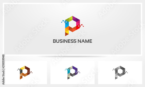 Letter P Triangle Pixel Colorful Eroded