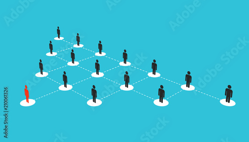 Abstract creative vector illustration of growing connecting people social network scheme isolated on transparent background. Company corporate department team. Art design diagram concept structure