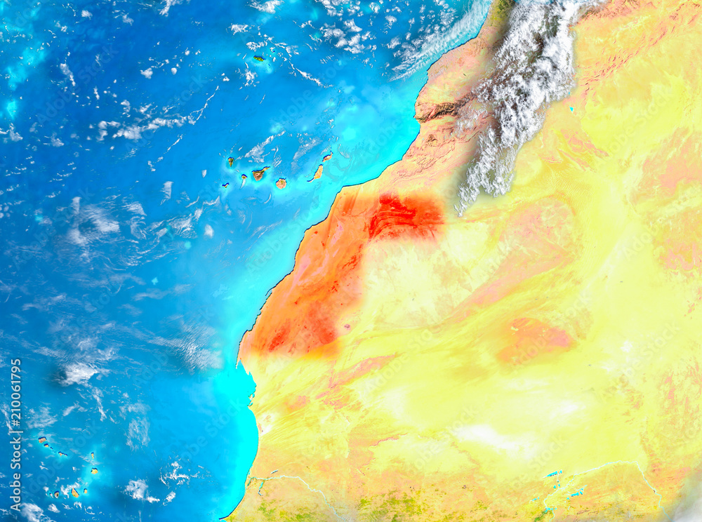 Western Sahara in red on Earth