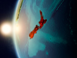 Sunset above New Zealand from space