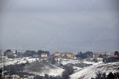 italian countryside with snow