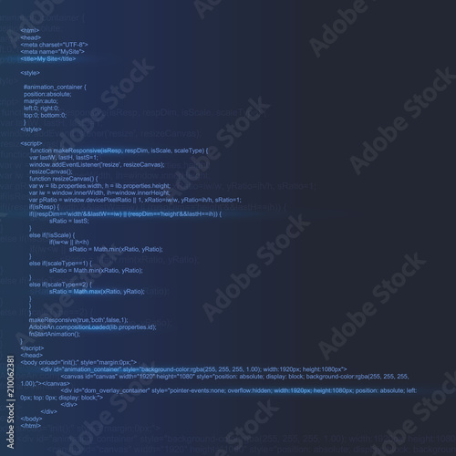 Creative vector illustration of programming HTML code on computer screen isolated on background. Art design website digital page. Program listing view. Abstract concept graphic technology element