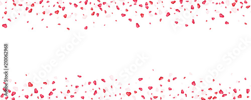 Creative vector illustration of heart confetti  happy valentines petals falling isolated on transparent background. Art design for women day. Abstract concept graphic seamless element pattern